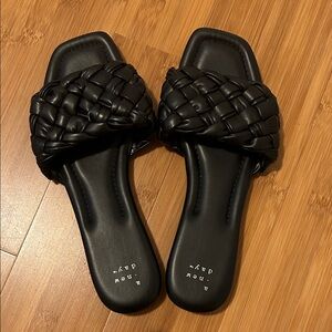 Nwot A New Day Black Braided Slide Sandals